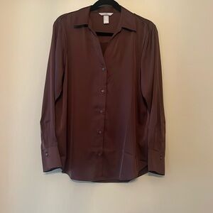 Chocolate Brown Burgundy Silky Blouse Med.  Never worn